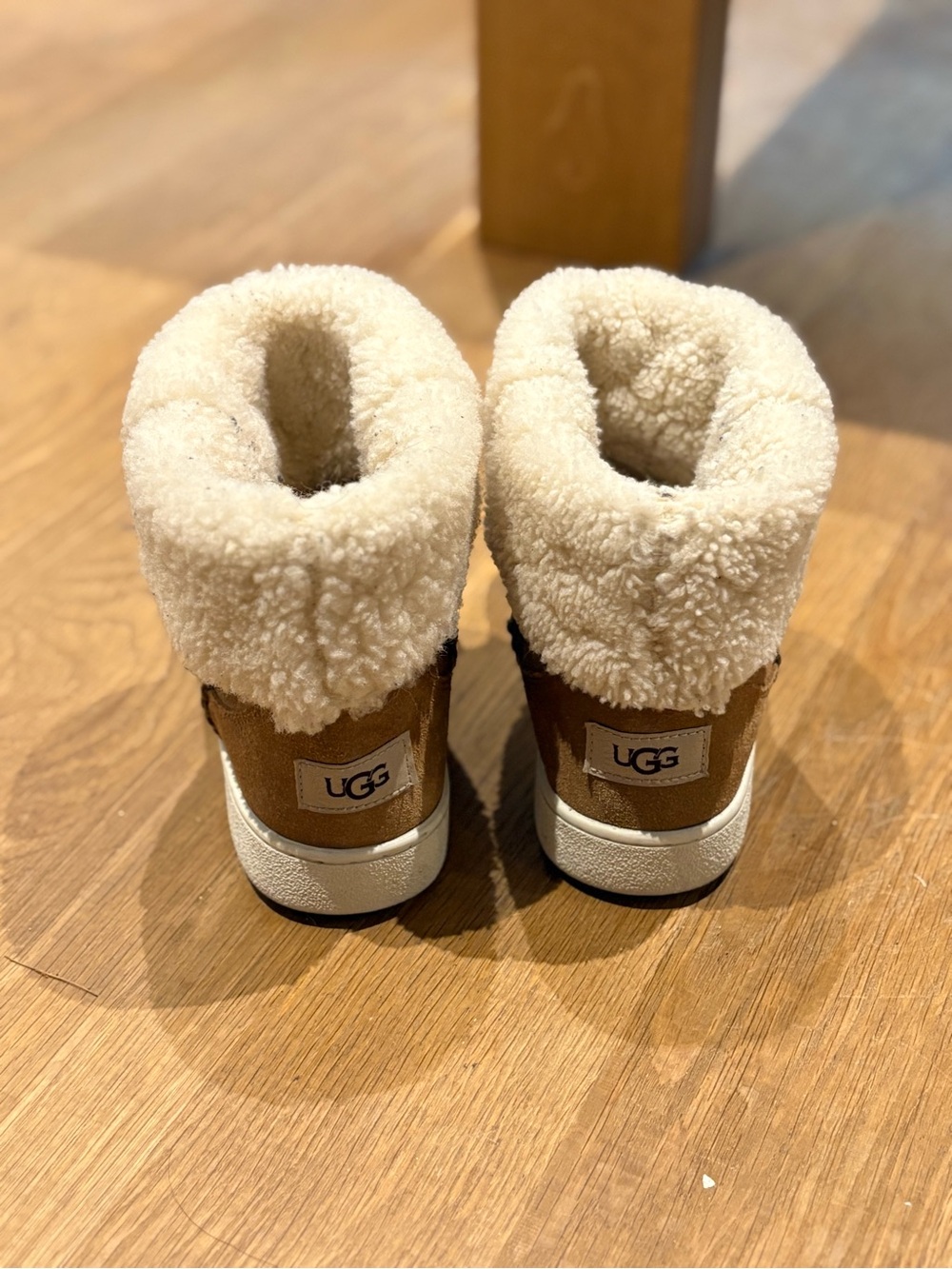 UGG Mika Classic Sneaker: Chestnut Suede Boots with Cream Shearling Cuff